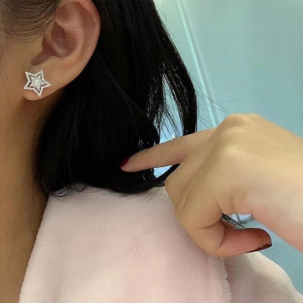 NEW Sparkly Pave Star Stud Earrings 🌟 925 Sterling Silver - Picture 5 of 11